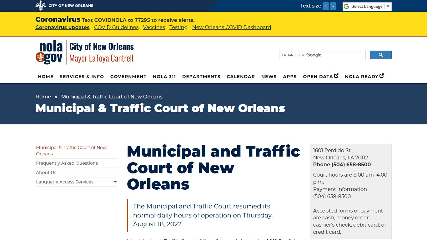 Municipal & Traffic Court of New Orleans - City of New Orleans